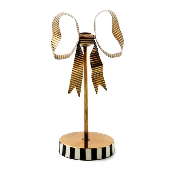 Mackenzie Childs Bow Tall Metal Candle Holder NEW - Picture 2 of 3